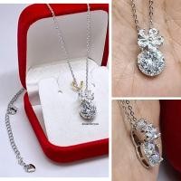 ราคา สร้อยคอพร้อมจี้ สร้อยคอทองคำขาว 18k (46511386304)
