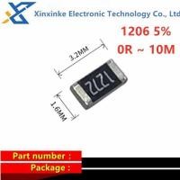ราคา ตัวต้านทาน 100ชิ้น SMD 1206 5% ~ 1/4W 1K 2.2K 10K 100K 0R 1R 10R 100R 150R 220R 330R 1M 10M 22K 30K (54901211415)