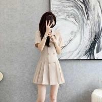 ราคา and 2023 Spring Summer New French Retro British Style High-end Double-breasted Short-sleeved Suit P (29953653044)