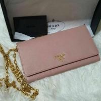 ราคา Prada Saffiano Metal สี Orchidea Wallet On Chain ของแท้ พร้อมส่ง (6558740372)