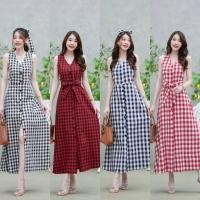 ราคา เดรสแฟชั่น เดรสลายสก็อต เดรสยาว ใส่เที่ยว ใส่ไปทะเล สวย ตรงปก มีสายมัดเอว เดรสสีดำ กรม แดง ขาว (42407725982)
