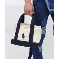 ราคา Grade B* มีรอยเปื้อน สีเฟด POLO RALPH LAUREN Mini Canvas Tote Bag กระเป๋าผ้าแคนวาส Beige Navy (17008186056)