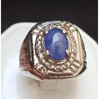 ราคา MATA D375 Mens Ring blue sapphire eye blue Alpaca titanium Ring เบอร์ 18 หรือ 8.25 (40505766434)
