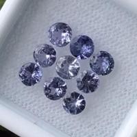 ราคา 9Pcs2.18Ct.พลอยแทนซาไนต์กลมก้นเพชร 4 mm สีม่วงฟ้าRound Diamond Cut 4 mm.Natural Purplish Blue Tanzanite Tanzania (10569255802)