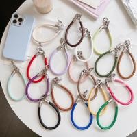 ราคา Minimalist PU หนังโทรศัพท์สายรัดข้อมือ Anti-Lost สั้น Lanyard Universal โทรศัพท์ Charm หรูหราหนังพวงกุญแจกระเป๋าจี้ (40231799754)