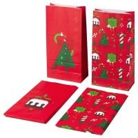 ราคา [IKEAแท้ ถามก่อนสั่ง] VINTERFINT วินเตอร์ฟินท์ ถุงกระดาษ, ลายคละ แดง, 12x24 ซม. (49302344925)