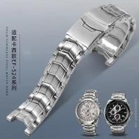 ราคา Brushed Stainless Steel Genuine Watch band For CASIO Edifice EF-524 Watch Strap Men Watchband Silver Safety Folding Clasp 22mm (40180368898)