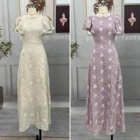 ราคา เดรสยาว เดรสฉลุ ปักลิ้นทอง แขนระบาย งานป้าย love lady (28829247993)
