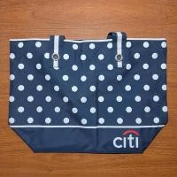 ราคา (มือสอง) กระเป๋า citi สีน้ำเงินลายจุดขาว สภาพดีมาก ไม่เคยใช้งาน (41162317455)