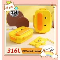 ราคา [V1] LUNCH BOX YELLOW DUCK sus 316 SET 3 | กล่องข้าวเด็กลายเป็ด | กล่องข้าวสแตนเลส+กระเป๋า (26665220739)