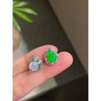 ราคา ต่างหูหยกน้ำเต้าเขียวจักรพรรดิขึ้นเรือนทองคำขาวแท้ 18 k ประดับเพชรแท้ (44431783891)