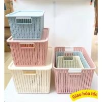 ราคา เวียดนาม ญี่ปุ่น ตะกร้าสานสี่เหลี่ยมพลาสติกพร้อมฝาปิด - เก็บเครื่องเทศ เอกสาร ลูกอม เสื้อผ้าเด็ก ของเล่น (28238369325)