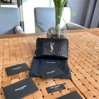 ราคา YSL Croc print leather medium zippy wallet (7411213452)