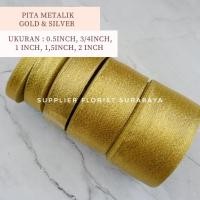 ราคา SFS - [1.5 INCH / 4CM] AVAILABLE 1 ROLL GOLD SILVER METALLIC RIBBON 20 YARD 1.5 INCH 4 CM HAMPERS RIBBON DECORATIONS SOUVENIDER GIFTS FLOWER BOUQUETS (53156682411)