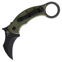 ราคา มีดคารัมบิท Fox Tribal K Folding Karambit N690 Black PVD Plain Blade, OD Green G10 Handle (802OD) (43523022105)