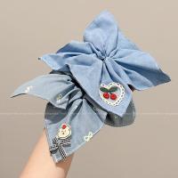 ราคา 2025 ใหม่ สีฟ้าปักผ้าพันคอสี่เหลี่ยมลําไส้ใหญ่ผมแหวนสาวระดับไฮเอนด์และทันสมัยยางรัดผูกเชือกผมสาวอุปกรณ์ผม (29281032408)