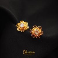ราคา Dhanu ต่างหูทองแท้ ต่างหูเพชรซีก ต่างหูดอกพิกุลโบราณ ประดับ เพชรแท้ เพชรซีกแท้ ต่างหูทอง90% (17651863050)