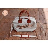 ราคา กระเป๋าปักชื่อ ผ้าแคนวาส+หนังแท้ namebag #white30 #size30cm (234931302)