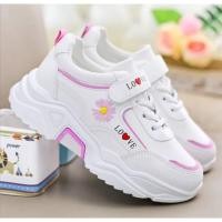 ราคา รองเท้าผ้าใบสีชมพูลายดอกไม้รักเด็กผู้หญิง (43805793925)