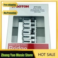 ราคา HS-Music Store-ของแท้ GOTOH GTC102 กีตาร์ไฟฟ้าสะพานคงที่พร้อมอานเหล็กเสร็จสิ้น Chrome Black Gold (57711379372)