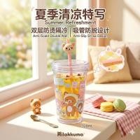 ราคา อย่างเป็นทางการ Rilakkuma 320ml ถ้วยฟางพลาสติกผนังคู่, แก้วน้ํารั่วลายการ์ตูนน่ารักสําหรับของขวัญ (40131724101)