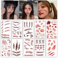 ราคา สติ๊กเกอร์รอยสัก Tattoo Sticker ชั่วคราวฮาโลวีน สติกเกอร์แผล halloween กันน้ํา แทททูฮาโลวีน (28963660626)