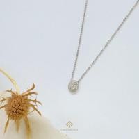 ราคา Gems Heritage สร้อยคอเพชรแท้เส้นเล็กน่ารักๆ พร้อมจี้เพชรประกบทรง oval (PDWG50) เรือน 18k ทองคำขาวพร (56010227066)