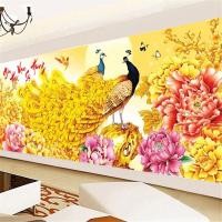 ราคา DIY 5D DIY เพชรจิตรกรรมเย็บปักถักร้อย Blossom peony นกยูงสีทองเจาะเต็ม Cross Stitch Rhinestones ตกแต่งบ้านลูกปัดภาพวาด (41380105762)