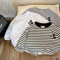 ราคา เสื้อยืดแขนยาว ผ้าฝ้ายแท้ ปักลายการ์ตูน ลายทาง แฟชั่นฤดูใบไม้ผลิ และฤดูใบไม้ร่วง สําหรับเด็กผู้ชาย และเด็กผู้หญิง (22149394352)