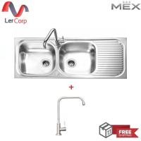 ราคา (MEX) อ่างล้างจาน 2 หลุม 1 ที่พัก MEX รุ่น MS200B + ก๊อกน้ำ TP230 (21664670195)