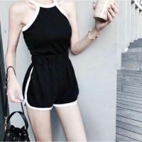 ราคา จั้มสูท สั้นกุ๊นขอบสลับสีทูโทน ไม่บางจั๊มเอว (1366797242)