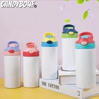 ราคา CANDYBO4F ขวดนม, สแตนเลสผนังคู่ 12oz ระเหิดตรง Sippy Cup, แก้วน้ําคู่พร้อมฟางพลิกขวด Sippy ด้านบน (46461214208)