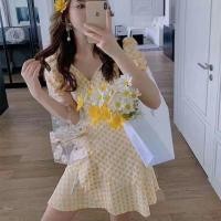 ราคา yellow blossom 3D dress New in -สินค้านำเข้า ห้อยป้าย- พร้อมส่งค่ะ เดรสเกาหลีทรงป้ายหน้าผูกเอวผ้าฝ้ายปักลายดอกไม้3D (7331881053)