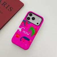 ราคา "MEOW" Abstract Cat Hot Pink Phone Case, Pop Art & Bold iPhone2 in 1 frosted material Phone Case เหมาะสําหรับ iPhone17mate161514131211PlusPromateMax (56911090327)