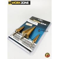 ราคา แบรนด์ work zone แท้! ดอกเจดีย์ ดอกสเต็ป Step Drill Set บรรจุแพ็ค มี 3หัว ชุบไทเทเนียมทุกดอก ดอกเจาะคว้านรู เจาะขยายรู (16074831516)