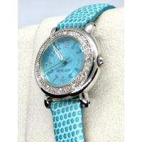 ราคา นาฬิกาข้อมือผู้หญิง Michel Klein (Paris) หน้าปัดสีฟ้าเทอร์ควอยซ์ ล้อมกรอบคริสตัลระยิบระยับ สายหนังลายจุดท่อน่ารัก (50712565358)