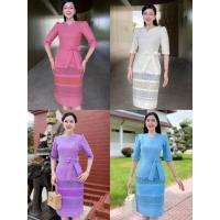 ราคา ชุดผ้าไทย ผ้าฝ้ายพิมพ์ลาย อัดกาวทั้งตัวยาว39 (25896926262)