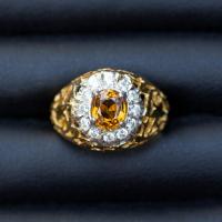 ราคา แหวนพลอยบุษราคัมน้ำทองบางกะจะ(Yellow Sapphire) เรือนเงินแท้ 92.5% ชุบทอง ล้อมด้วยเพชรCZ เกรดสวยพิเศษจากรัสเซีย ไซด์นิ้ว (48051959632)