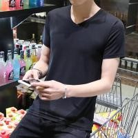 ราคา ✨T-SHIRT เสื้อยืด คอวี แขนสั้น สีพื้น ผ้าCotton100%(สีดำ)✨ (8102090503)