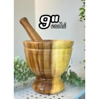 ราคา ครกไม้ ขนาด 9 นิ้ว [ครกพร้อมสากไม้] (40067081449)