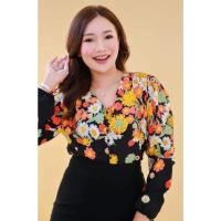 ราคา เสื้อแขนยาวพื้นดำลายดอก (20678663335)