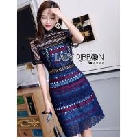 ราคา ฟรี EMS ชุดเดรสสั้น งานป้าย Lady Ribbon Thailand เสื้อผ้าแฟชั่นผู้หญิง Dress Size S สีน้ำเงิน พร้อมส่งสวยเหมือนแบบ (1127091597)
