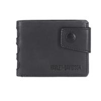 ราคา New Arrival กระเป๋าสตางค์ Harley-Davidson Men's Die Cut Script Logo Bi-Fold Leather Wallet - Black MWM069/08 (43661241927)