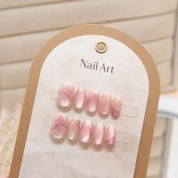 ราคา 10ชิ้นสีชมพูหางนางเงือกเล็บปลอมคอลเลกชันกดบนเล็บด้วยกาวแมวตาการออกแบบธรรมดา (26622434185)