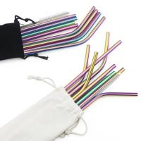 ราคา Colorful Reusable Drinking Straw Metal Straws 304 Stainless Steel Straws Set with Brush Bar Cocktail Straw for Glasses D (23259132307)