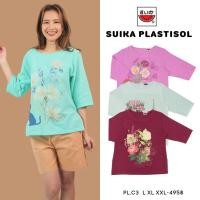 ราคา เสื้อแตงโม (SUIKA) - เสื้อแตงโม คอปาดแขนสามส่วน ผ้าสลาฟ พิมพ์ลายดอกไม้ ( PL.C3-192 195 194 ) (40664949199)