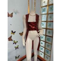 ราคา เดรสคลุมแขนกุดปักเลื่อมแดงวิ้งปีกแมลงทับ (29038868710)