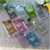 ราคา [ขายร้อน] A5 Round Hole Portable Flat Handy Cup Plastic Cup Portable Square Water Bottle Notebook Water Bottle Cup (54910096728)
