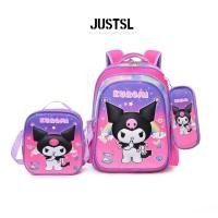 ราคา JUSTSL 3D kuromi Frozen กระเป๋าเป้นักเรียนประถม ชุด 3 ชิ้น กระเป๋าเป้การ์ตูนเด็กเกรด 1-6 กล่องดินสอ กระเป๋าใส่อาหาร (29318644680)