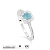 ราคา Gemondo แหวนทองคำขาวแท้ (10K) ประดับพาราอิบาอะพาไทด์ ล้อมเพชร ดีไซน์คลาสสิก (50361656569)
